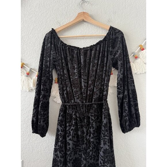 Ecote Urban Outfitters Black Paisley Velvet Off Shoulder Romper Whimsigoth Fairy - Picture 6 of 9